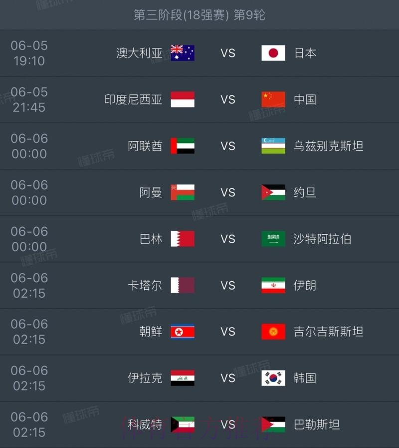 2026世界杯每日赛程